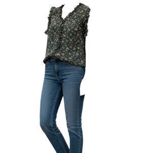 Floral Ruffle Women's Top - Green